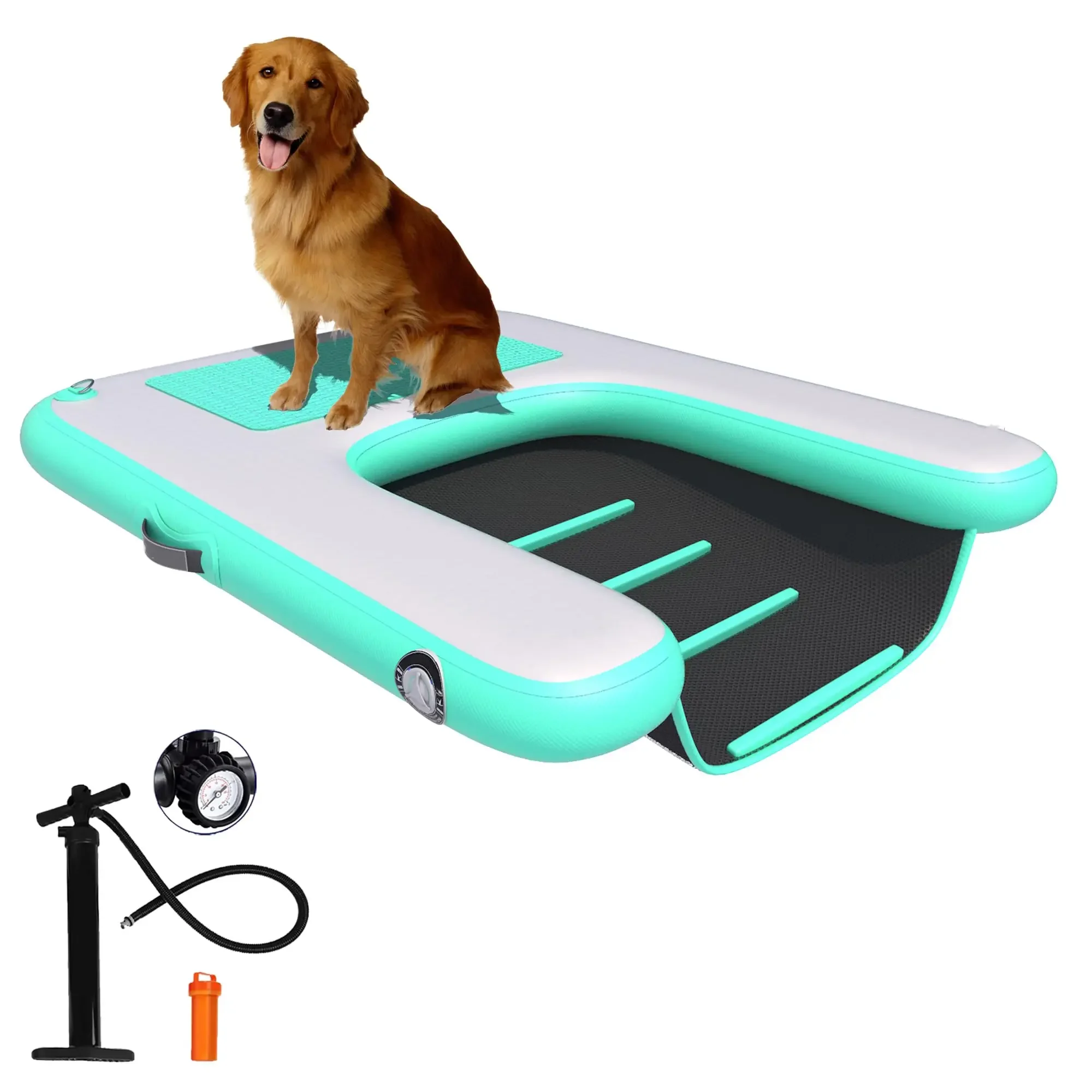 

Dog Pool Boat Water Ladder with High Stability & Non-Slip EVA Platform for Large Dogs Up to 250LBS, Dog Water Ramp for Pool