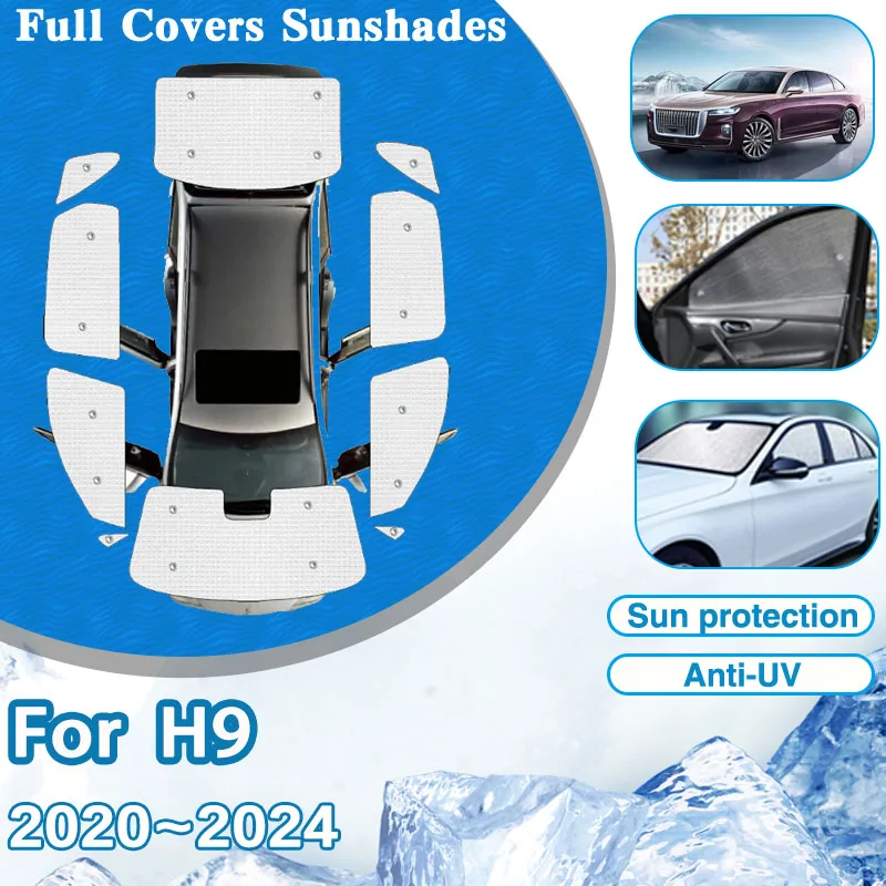 For Hongqi H9 2020 2021 2022 2023 2024 Full Coverage Privacy Sunshades Anti-UV Sun Visor Car Windshield Auto Sticker Accessories