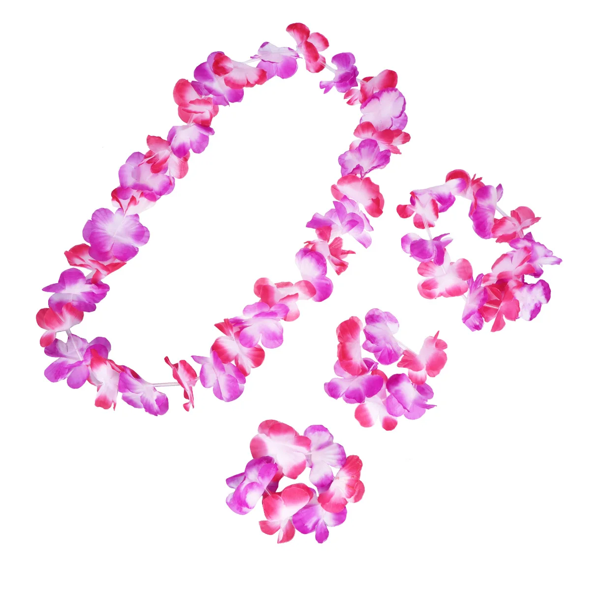 

3 Set/12 Two-color Wreath Tropical Costume Supplies Hawaii Hanging Garland Artificial Flowers