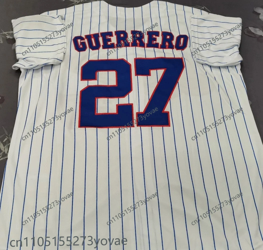 قميص بيسبول كلاسيكي مطبوع ثلاثي الأبعاد # 27 تي شيرت Expos Throwback White Jersey للرجال بأكمام قصيرة سريع الجفاف وجيد التهوية