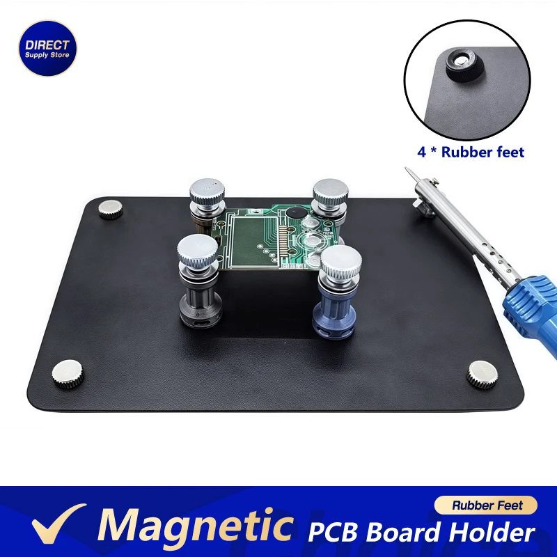 Universal PCB Holder Fixture – Soldering Platform with Magnetic Pins, Rubber Feet for Circuit Board Assembly & Repair
