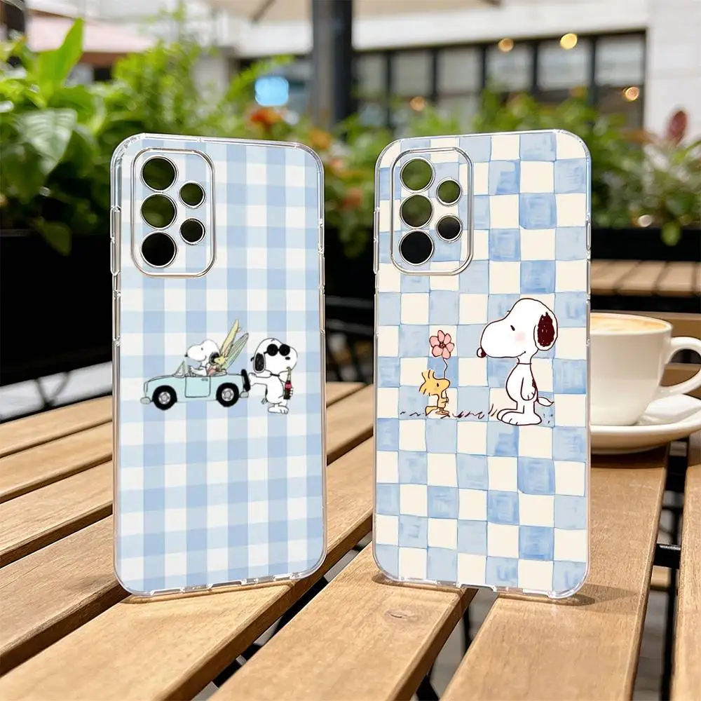 checked striped S-noopp-y  Phone Case For Samsung S25,S24,S21,S22,S23,S30,Ultra,S20,Plus,Fe Transparent Cover