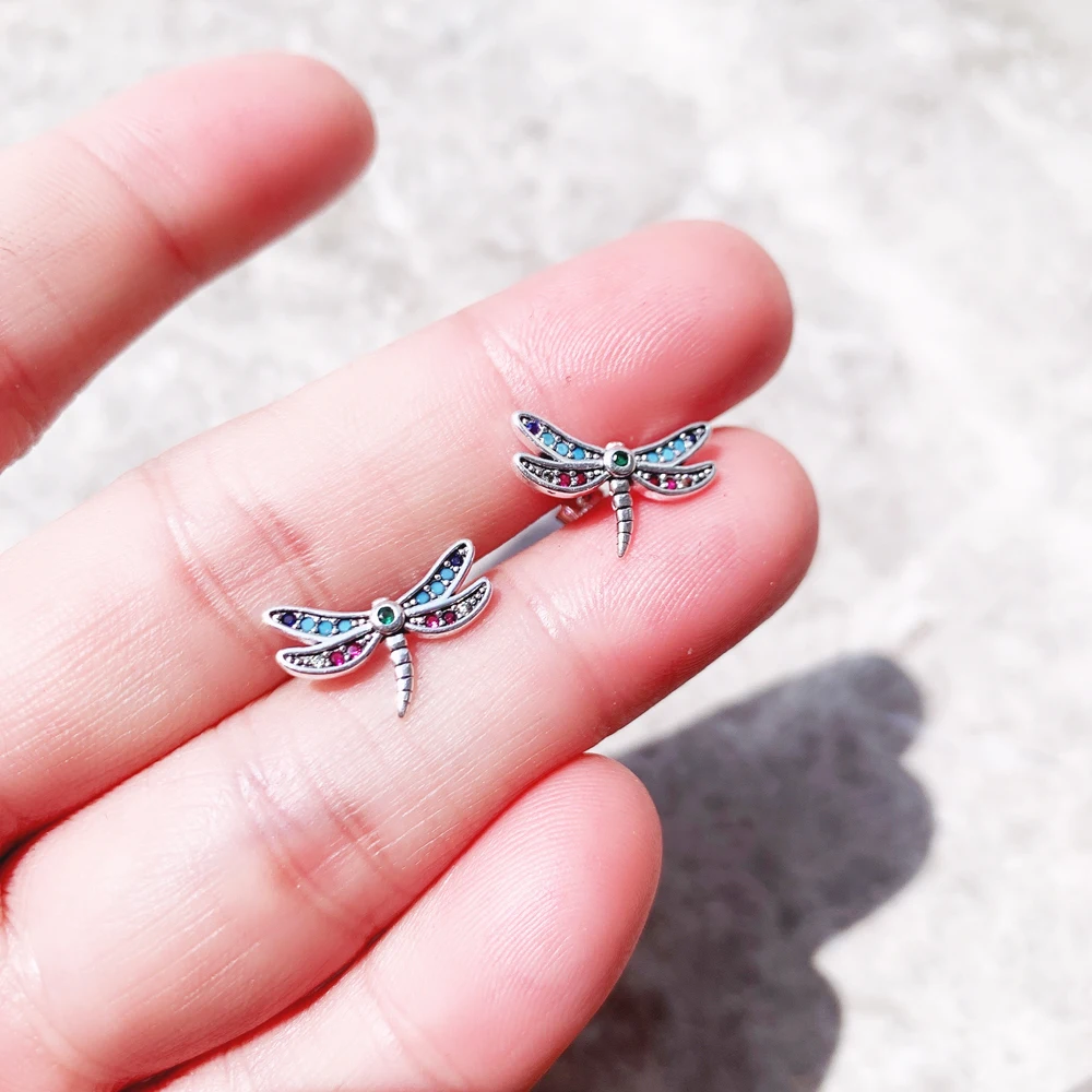 Stud Ohrringe Libelle, Europa Böhmen Feine Jewerly Für Frauen Geschenk In Feste 925 Sterling Silber – Detail 7