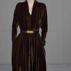 elvet DresCoffee Colored Gold Vs High-end Fashionable Elegant and Loose Fitting for a Wealthy Lady High End Slimming Dress