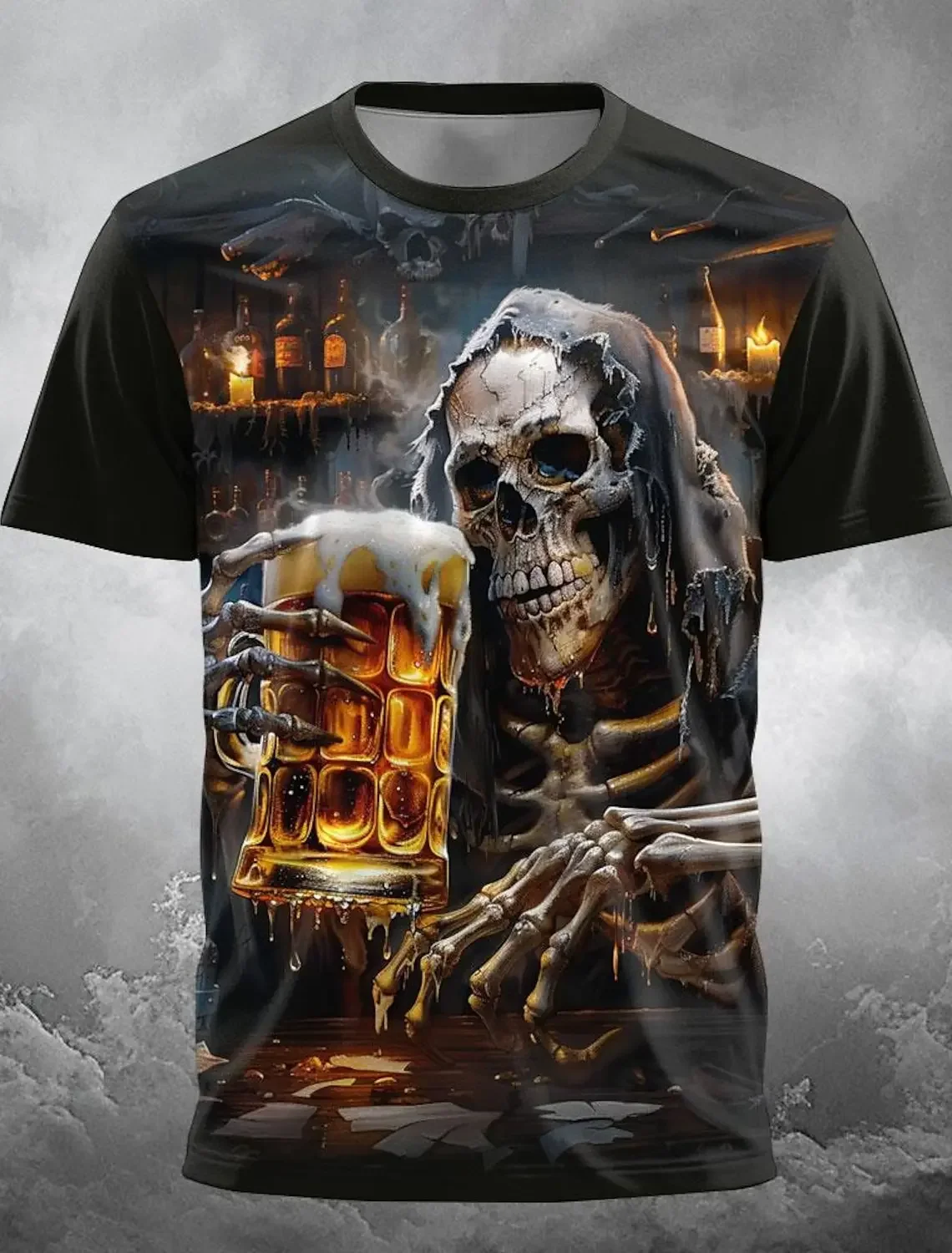Fire Reaper Designer Gothique Hommes Impression 3D T-shirt Tee Party Street Manches Courtes Col rond Chemise Été Printemps Vêtements Vêtements