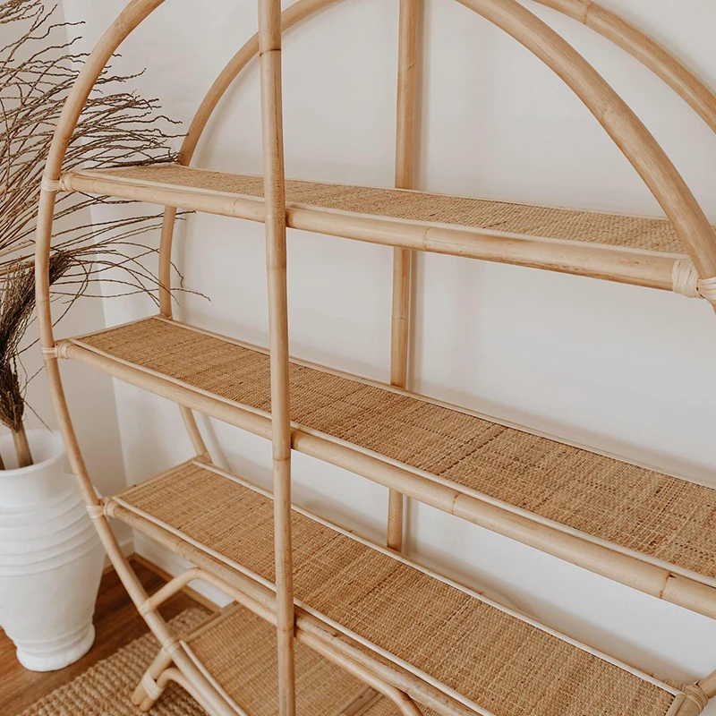 Ins Rundes Rattan-Regal, Regal, Bücherregal, Boden, neuer chinesischer Stil