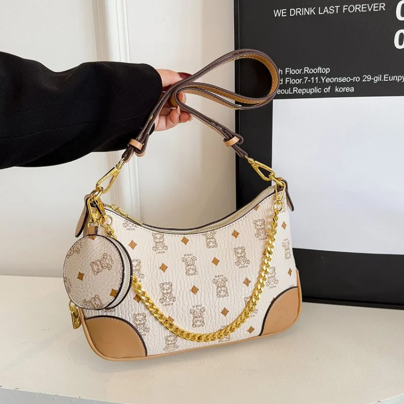 

Luxury Crossbody Handbag With Letter Logo Design Trendy For Women Casual Outings Solid Color Versatility