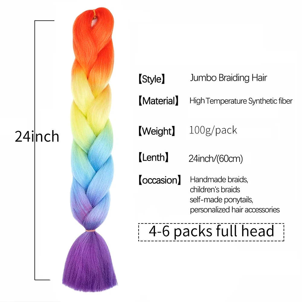 1/3 حزم وصلات شعر ملونة لضفائر جامبو جديلة في الشعر الوردي 24 بوصة تجديل شعر صناعي ملون للنساء #2