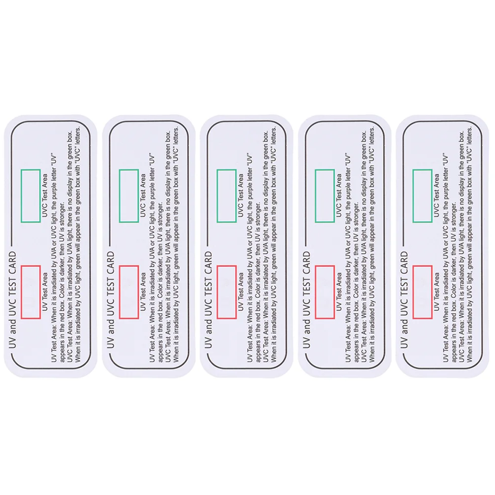 5pcs UVC-UVA Cartões de teste UVC Ferramentas de identificação de luz UVA Tiras de teste Cartões indicadores Cartões de teste uv
