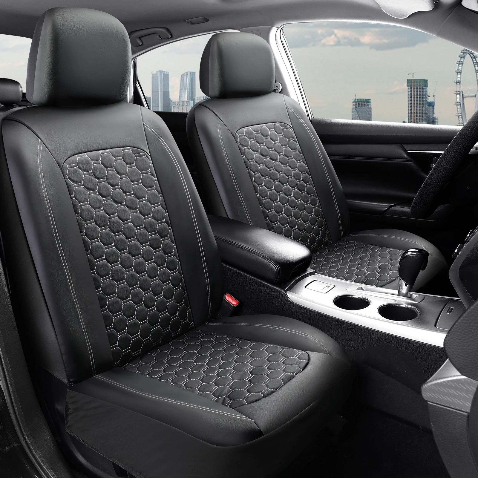 

Five-seat universal car seat covers, diamond pattern, multiple colors available, form-fitting design