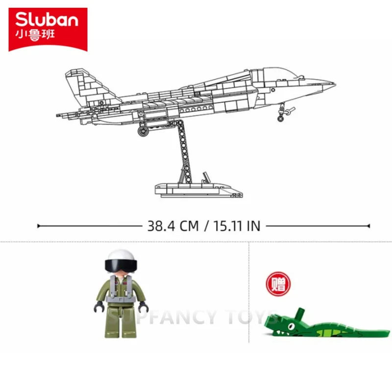 Sluban 838 Uds. Modelo de combate sigiloso de la Fuerza Aérea ladrillos escala 1/44 J-35 avión bloques de construcción militares juguetes educativos para niños