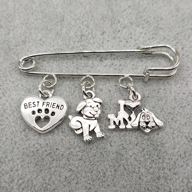 Fashion pet white dog brooch metal cute animal brooch women men lovers enamel crystal party jewelry gift accessories image 3