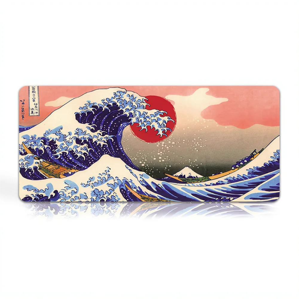 Full Desk Mouse Pad Ocean Wave Graphic Desk Mat Smooth Rubber Non Slip Surface For PC Gamer Office Workstation Setup