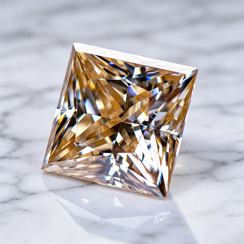 Moissanit-Stein, natürlicher Champagner-Princess-Schliff, Edelstein für DIY-Ringe, Halsketten, Ohrringe, mit Zertifikat – Detail 4