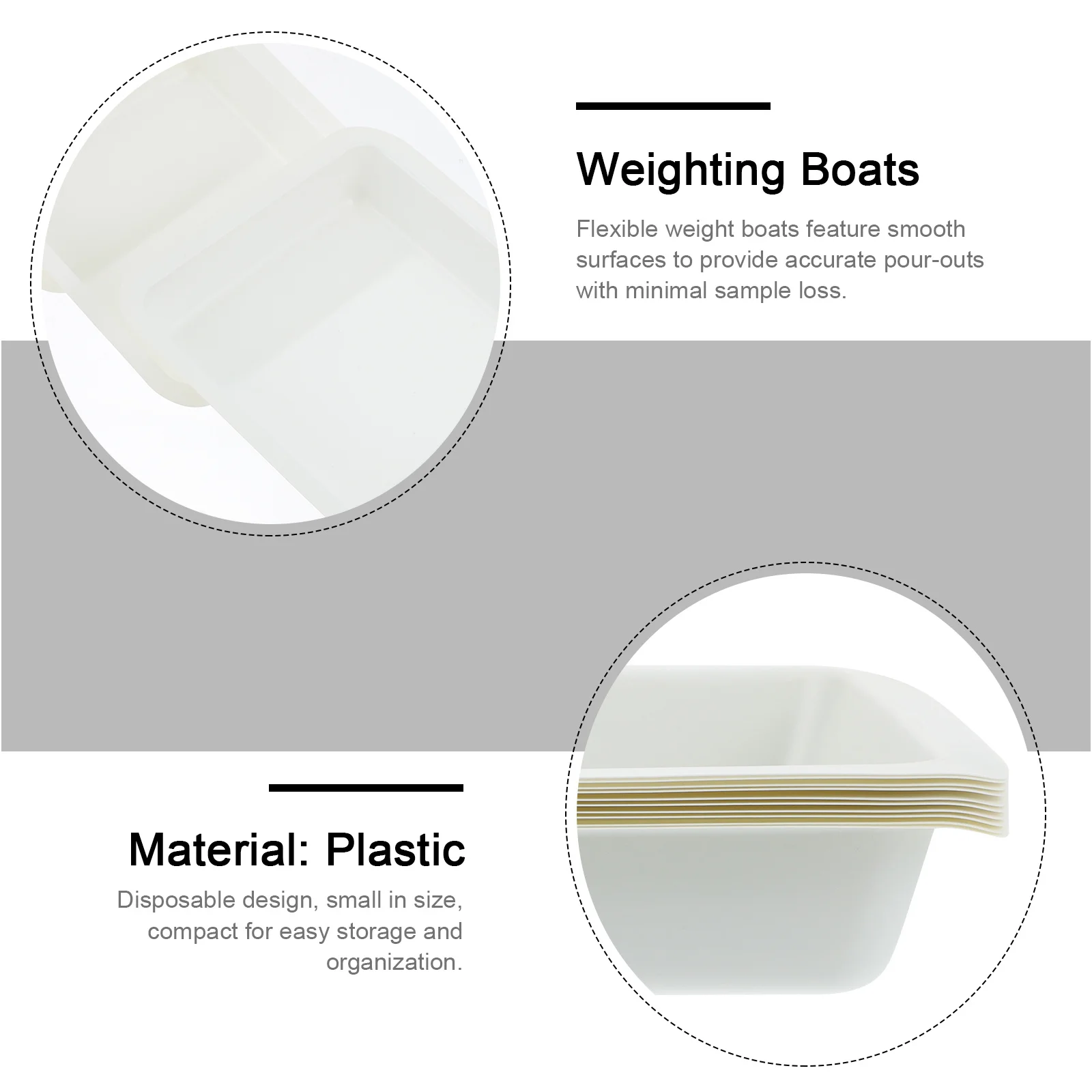 

10Pcs Plastic Weigh Boats Square Stackable Disposable Labs Weighing Dishes Accurate Pouring Weighing Trays Plastic Weigh Boats