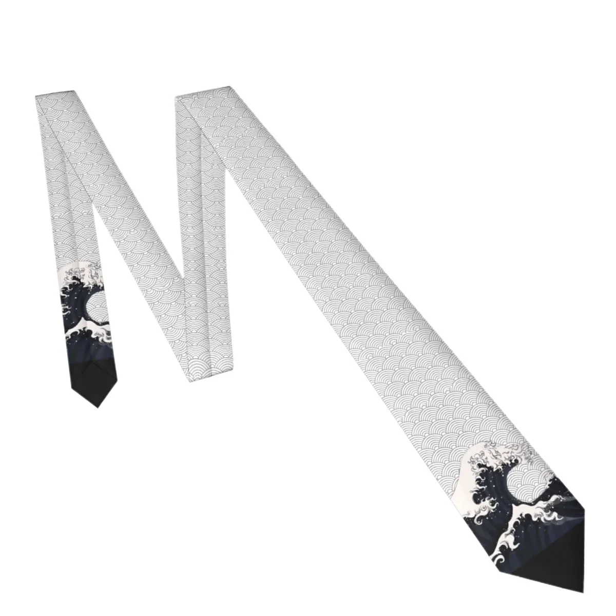 موجات عظيمة موجة يابانية كلاسيكية للرجال مطبوعة بوليستر بعرض 8 سم ربطة عنق للحفلات التنكرية