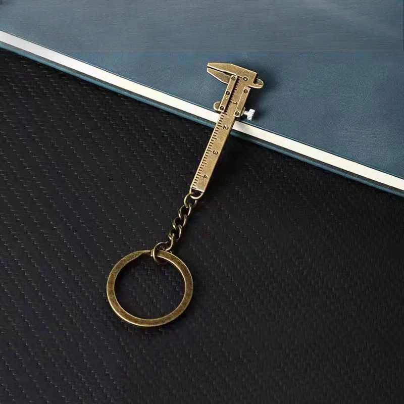 Portable Mini Vernier Caliper Silver Measurement Tool Pendant Metal Material Automobile Turbo Key Chains Accessories Toys