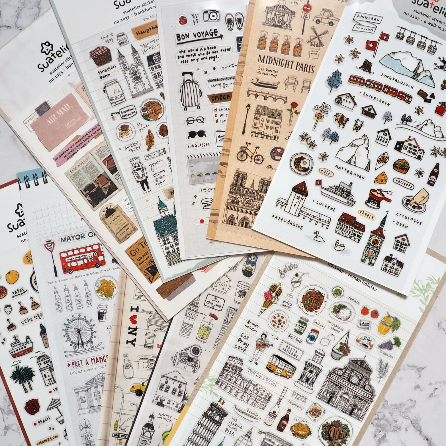 Korean Import Suatelier European Travel City Seoul Stickers Scrapbooking Diy Journal Dairy Cute Decor Stationery Sticker