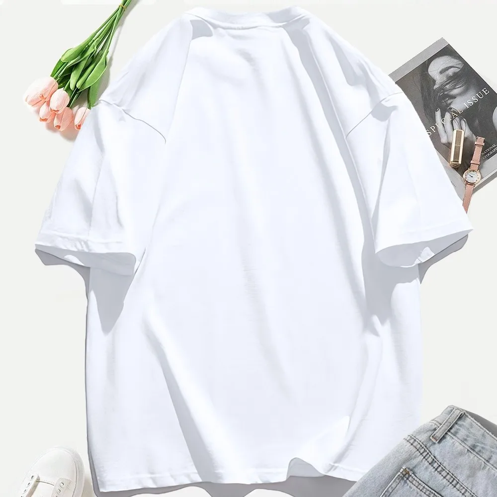 Logo personalizzato Testo T-shirt in cotone da donna O-Collo T-shirt oversize Street Modello fai da te Tee Casual Manica corta Top Abbigliamento donna