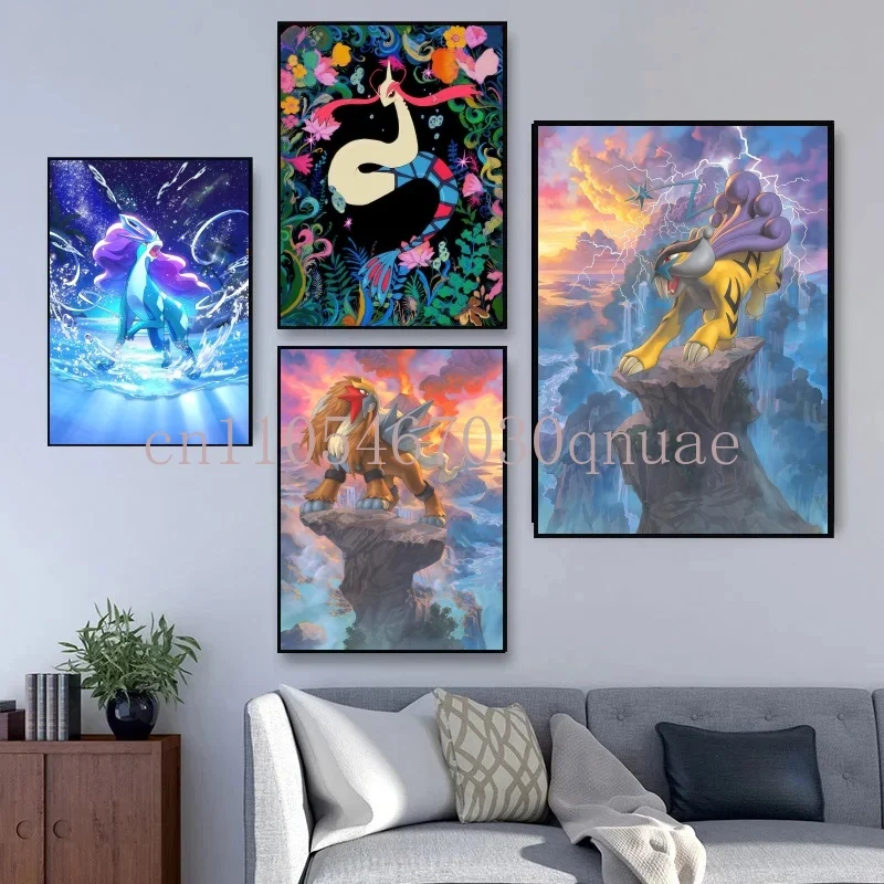 

Canvas Art Walls Painting Pokemon Pikachu Poster Home Modern Living Room Hanging Kid Action Figures Cartoon Character Picture