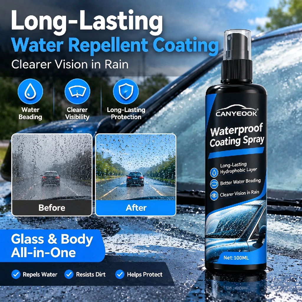 CANYEOOK Car Coating Spray Waterproof Hydrophobic Protection Improve Rain Vision Keep Paint & Glass Away From Water Stains