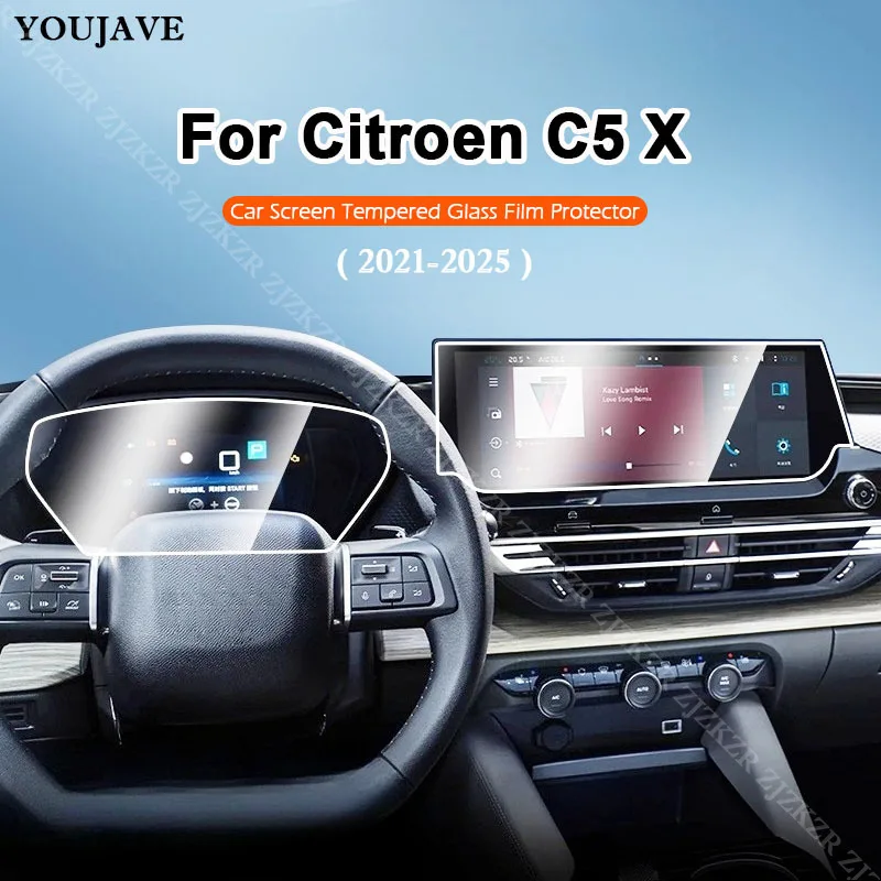 For Citroen C5 X 2021-2024 2025 2026 Car GPS Navigation Dashboard Monitor LCD Screen Tempered Glass Protective Film Accessories