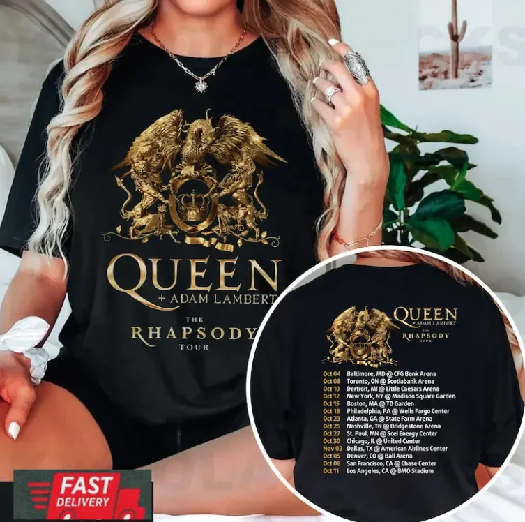 Tour 2023 Queen Rhapsody Band Rock T-Shirt Lambert Adam Black Gift Music Concert