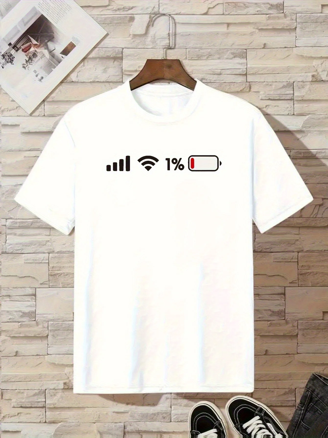 Cell Signal Wifi And Low Battery Status Simple Funny Print Kids T Shirt Boys Girls Family Matching Summer Crew Neck Casual Tee