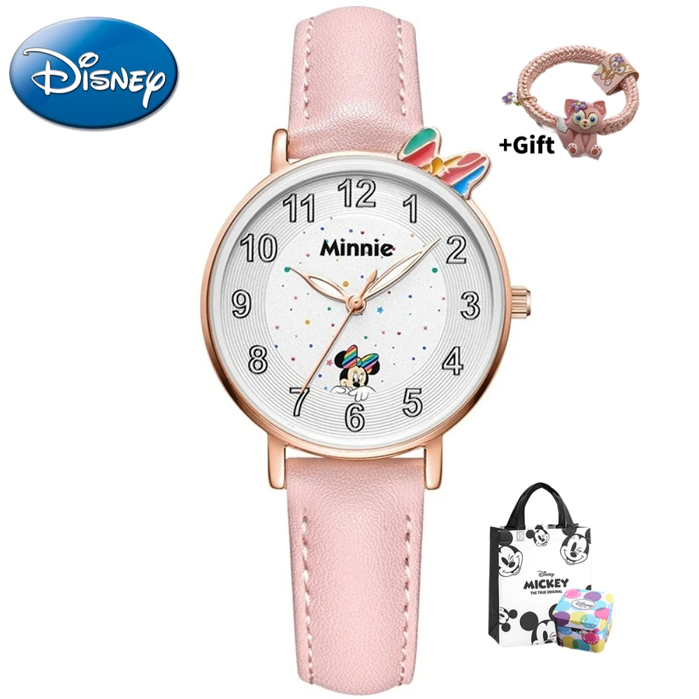 Disney Gift With Box Mickey Minnie Children\'s Student Quartz Watch Waterproof Luminous Clock Men Women Relogio Masculino