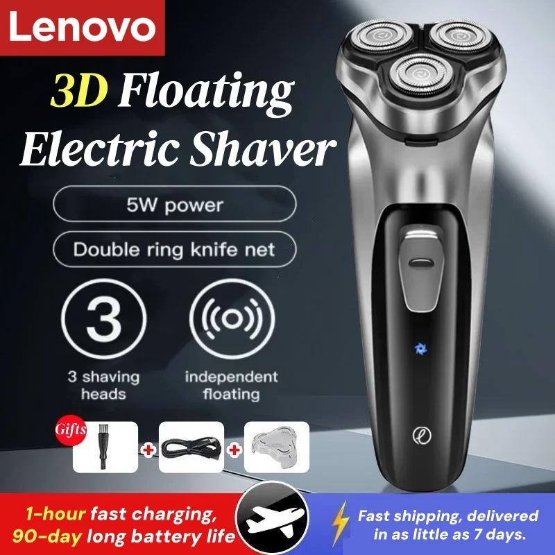 

Lenovo Electric Rotary Shaver 9D 3D Floating Head Waterproof USB Rechargeable Beard Trimmer Cordless Razor Blade Shaving Machine