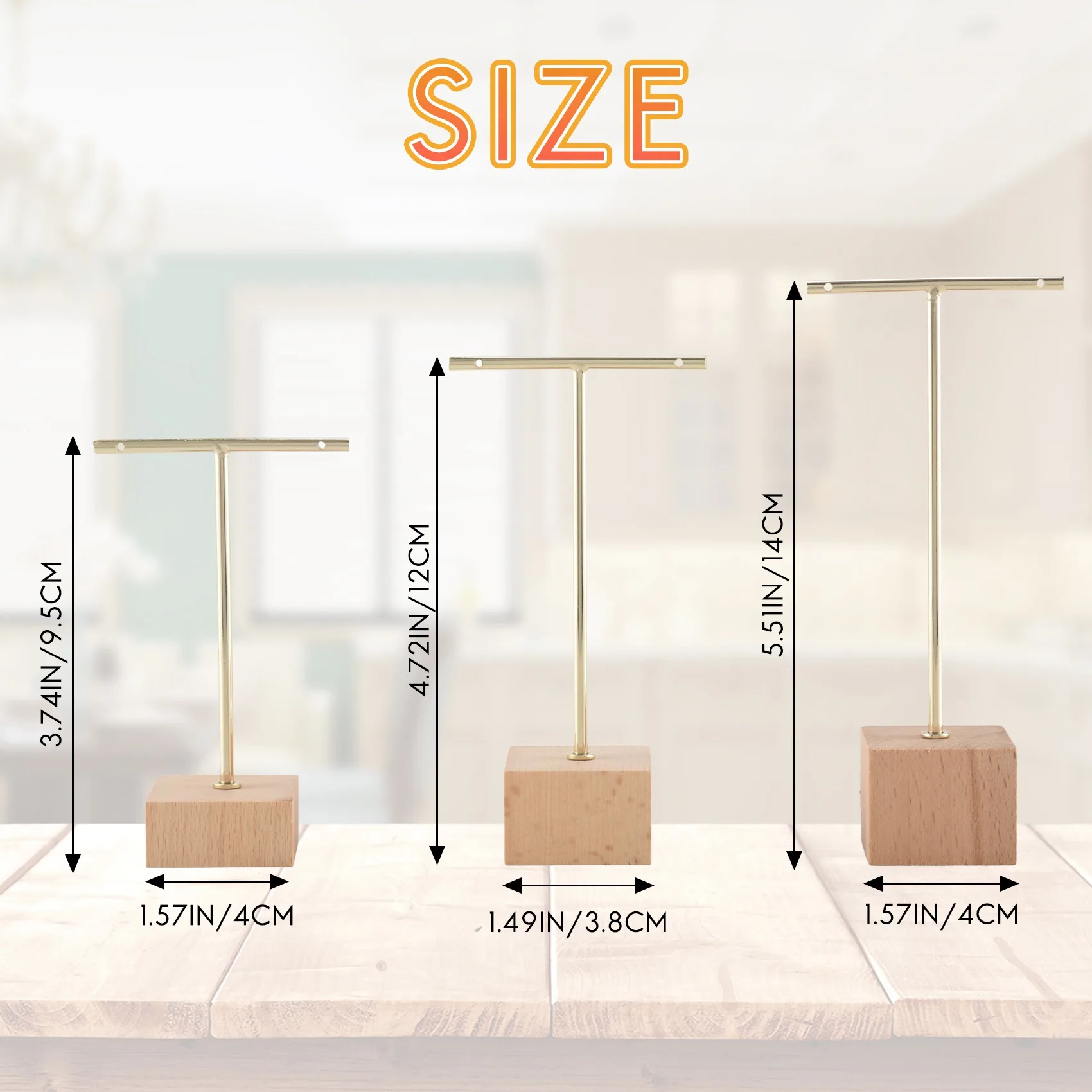 3 ชิ้นแฟชั่น T-Bar เครื่องประดับแสดงขาตั้งผู้ถือต่างหูแขวนชุดเครื่องประดับ