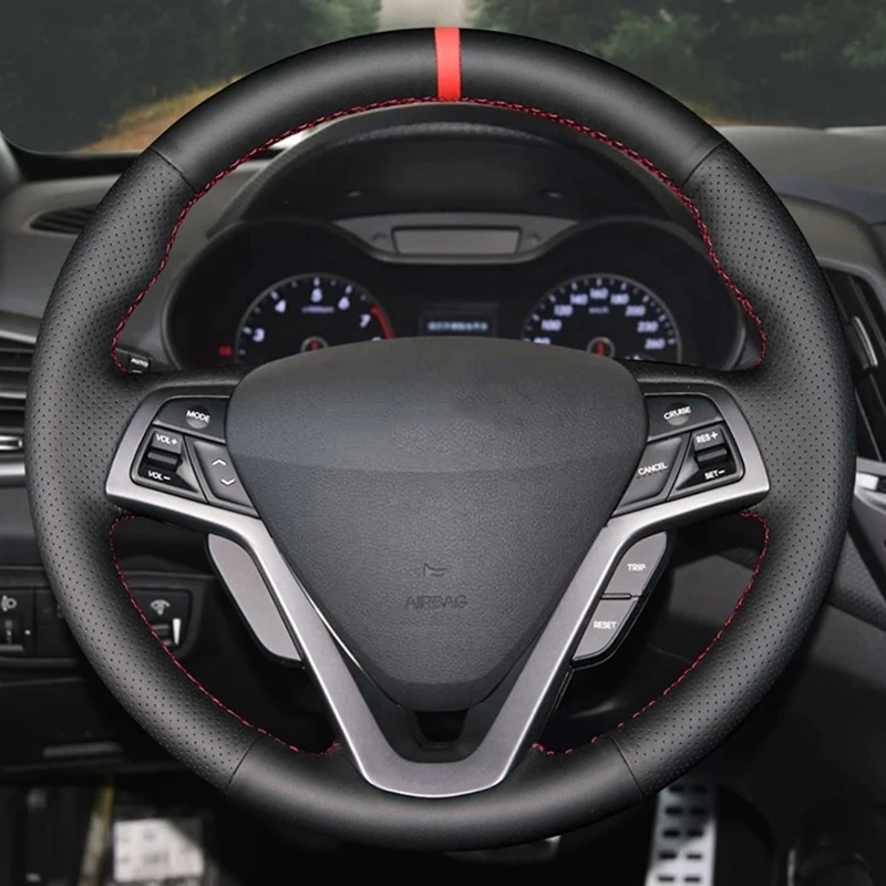 Hand Sewing Non-Slip Artificial Leather Braid Car Steering Wheel Cover For Hyundai Veloster 2011 2013 2012 2014 2015 2016 2017