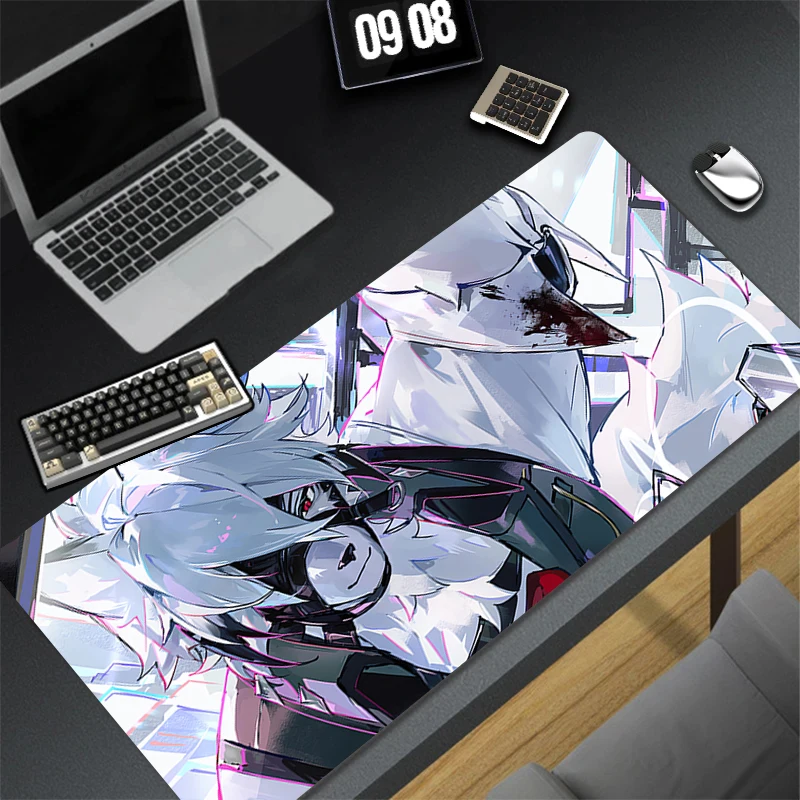 Zenless Zone Zero Von Lycaon Mouse Pad PC Cool White Wolf Keyboard Rug XXL Anime Desk Mat Laptop HD Custom Mousepad Soft Carpet