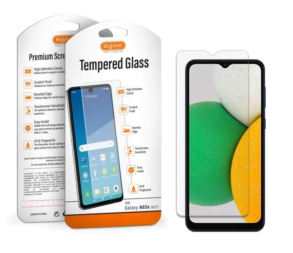 Premium Tempered Glass Screen Protector for Samsung Galaxy A03s – 9H Hardness Ultra-Clear Coverage with Edge-to-Edge Fit Oleopho