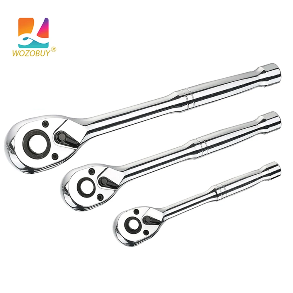 3pcs Mini Ratchet Wrench 1/4 3/8 1/2 Inch Drive Stubby Ratchet Set Quick-Release Head 72-Tooth Square Head Spanner