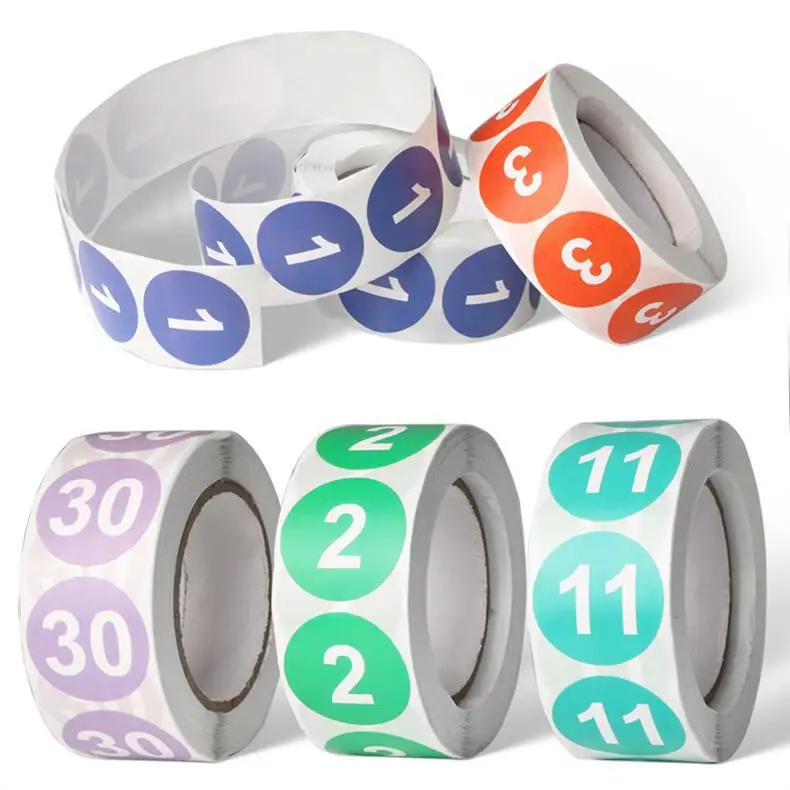 500Pcs/Roll 1 Inch Number Stickers Adhesive Labels Circle Dot Stickers Number 1-31 Home Organization Warehouse Office Management