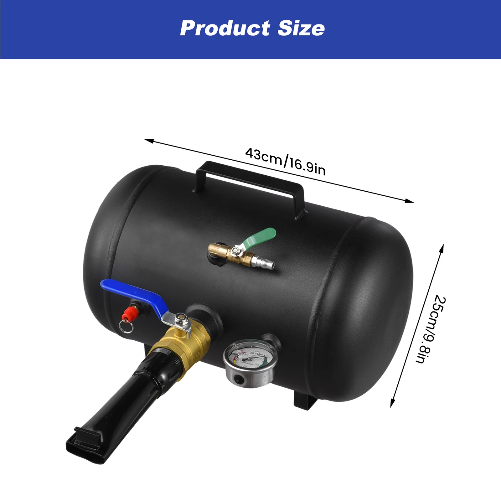 Reifenperlensitzer, tragbarer Reifenperlenversiegeler, 3 Gallonen, 5 Gallonen, 10 Gallonen Fassungsvermögen, Reifen-Booster-Inflator mit Manometer – Detail 4
