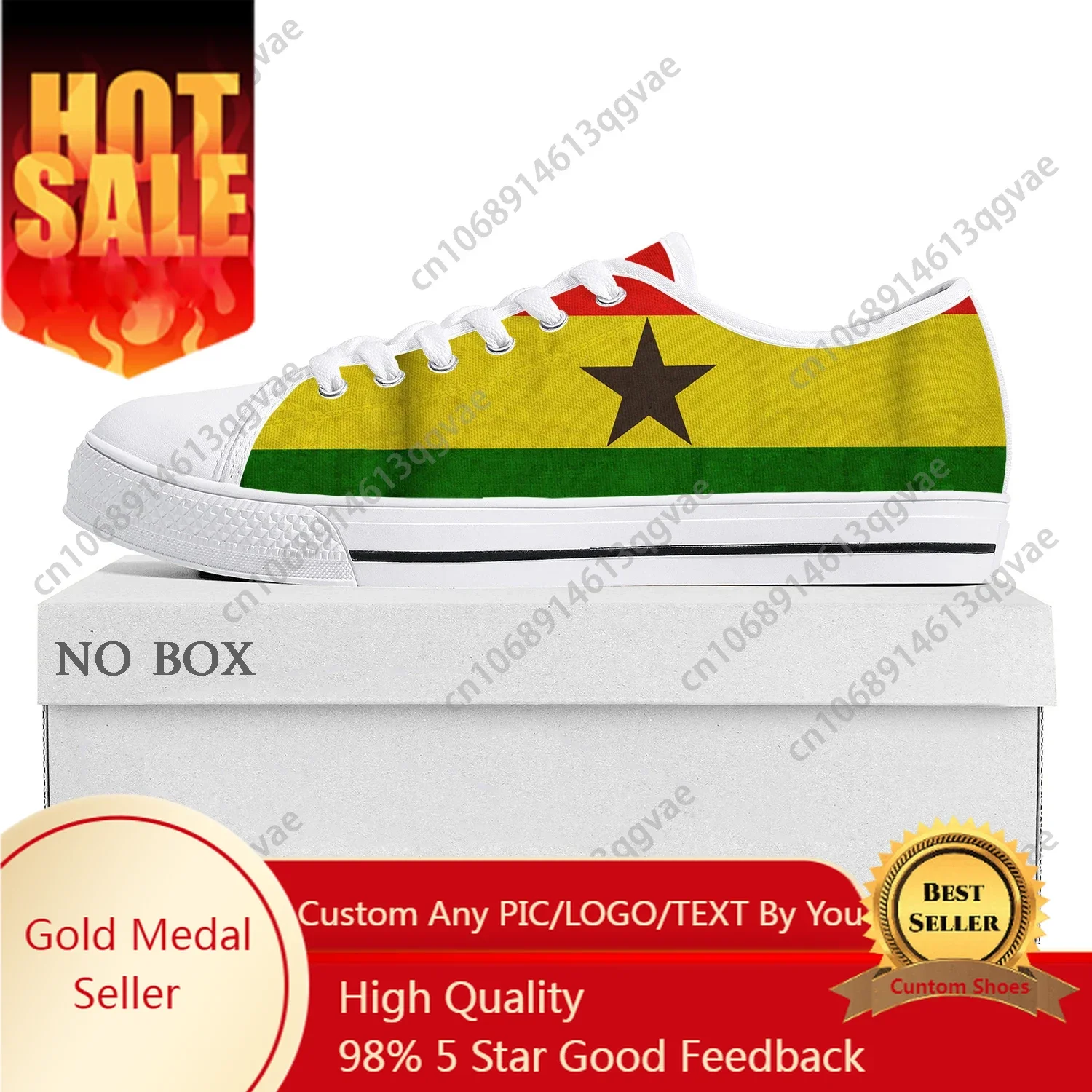 

Ghanaian Flag Low Top High Quality Sneakers Mens Womens Teenager Canvas Sneaker Ghana Prode Casual Couple Shoes Custom Shoe