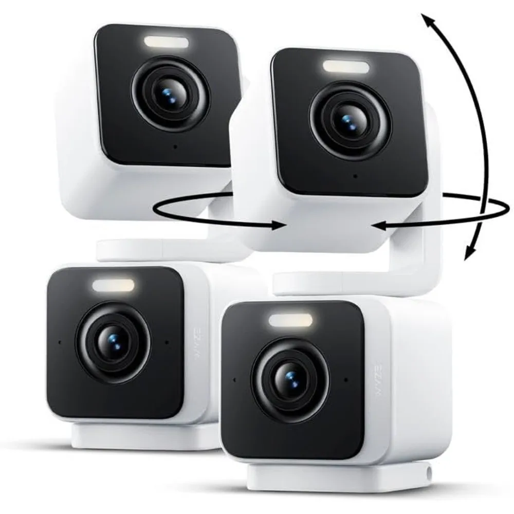 2 Pack IP65 Indoor/Outdoor 2K 360 Pan/Tilt Security Cameras with Color Night Vision, Compatible with Smart Home Assistants