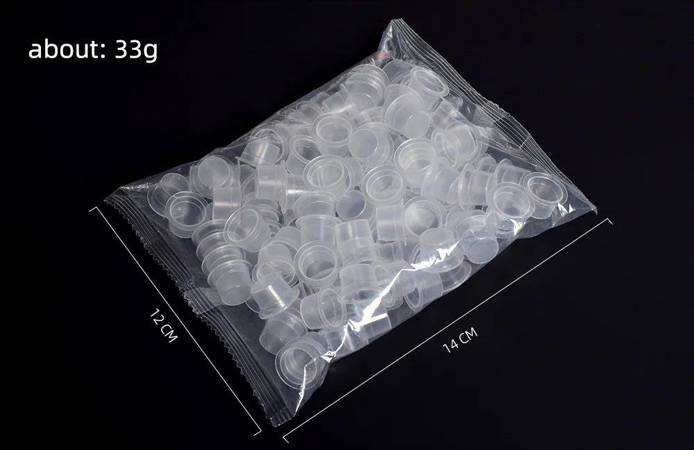 100 Stück s/m/l Kunststoff Einweg Microb lading Tattoo Tinten becher Permanent Make-up Pigment klar Halter Behälter Kappe Tattoo Versorgung – Detail 6
