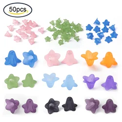 50PCS Transparent Acrylic Beads Frosted Flower Light Blue 17.5x12mm Hole: 1.5mm