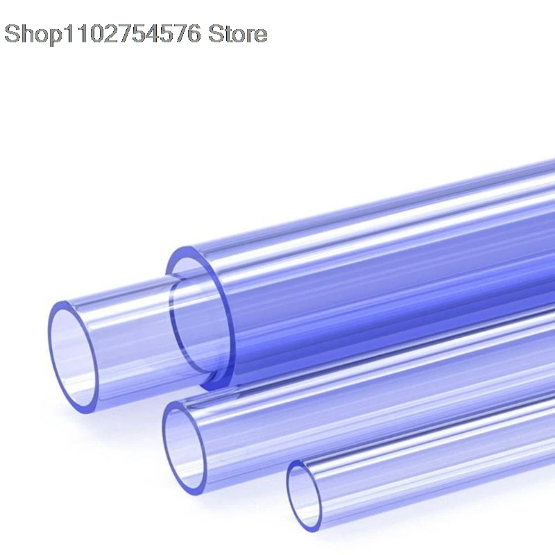 50cm PVC Transparent Tube Outside Dia 20/25/32mm UPVC Pipe Connector for Fish Tank Aquarium Supplies Blue Pipe