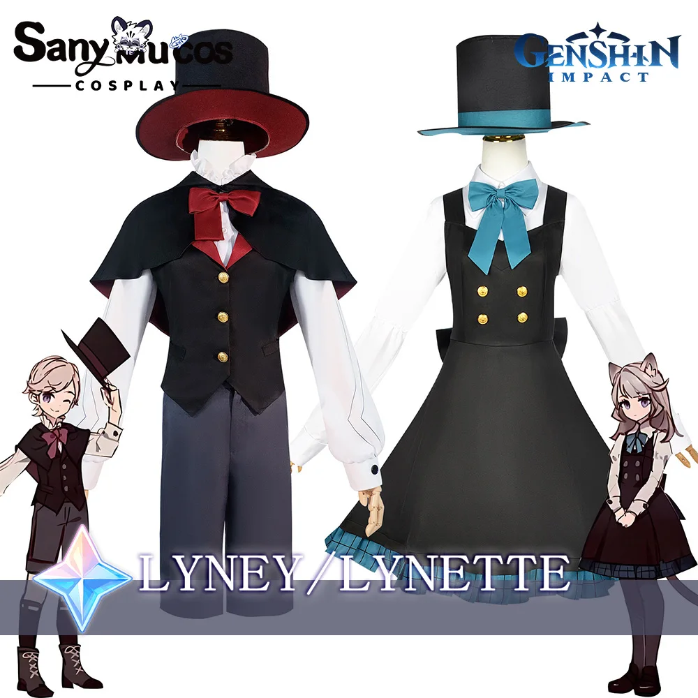 IN STOCK SanyMuCos Lyney/Lynette Cospaly Genshin Impact Lyney/Lynette Dress Cospaly Outfit Comic-con Birthday and Holiday Gifts