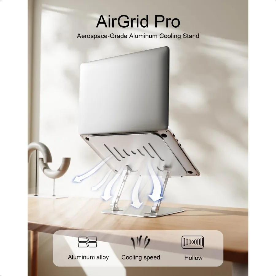 Dudukan Laptop untuk Meja, Dudukan Komputer yang Dapat Disesuaikan, Penyangga Laptop Lipat, Penyangga Notebook dengan Ketinggian yang Dapat Disesuaikan untuk Buku, PC, Komputer