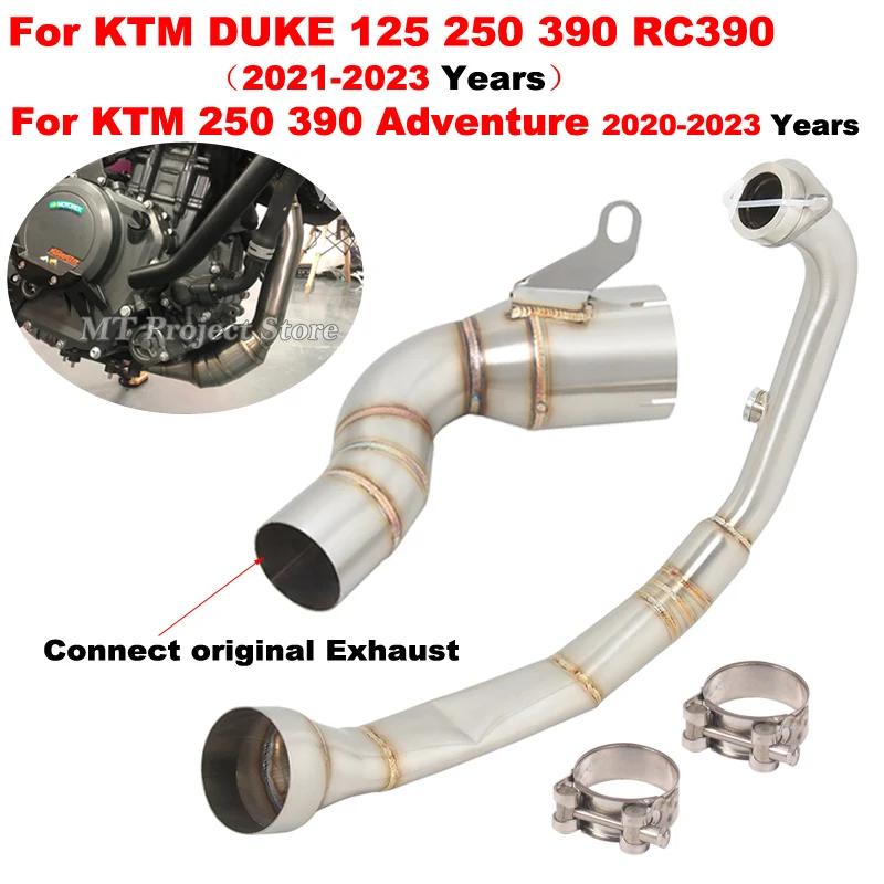 Slip On For KTM DUKE 125 250 390 Adventure RC390 2020 - 2023 Motorcycle Exhaust System Modified Front Mid Link Pipe Muffler Moto