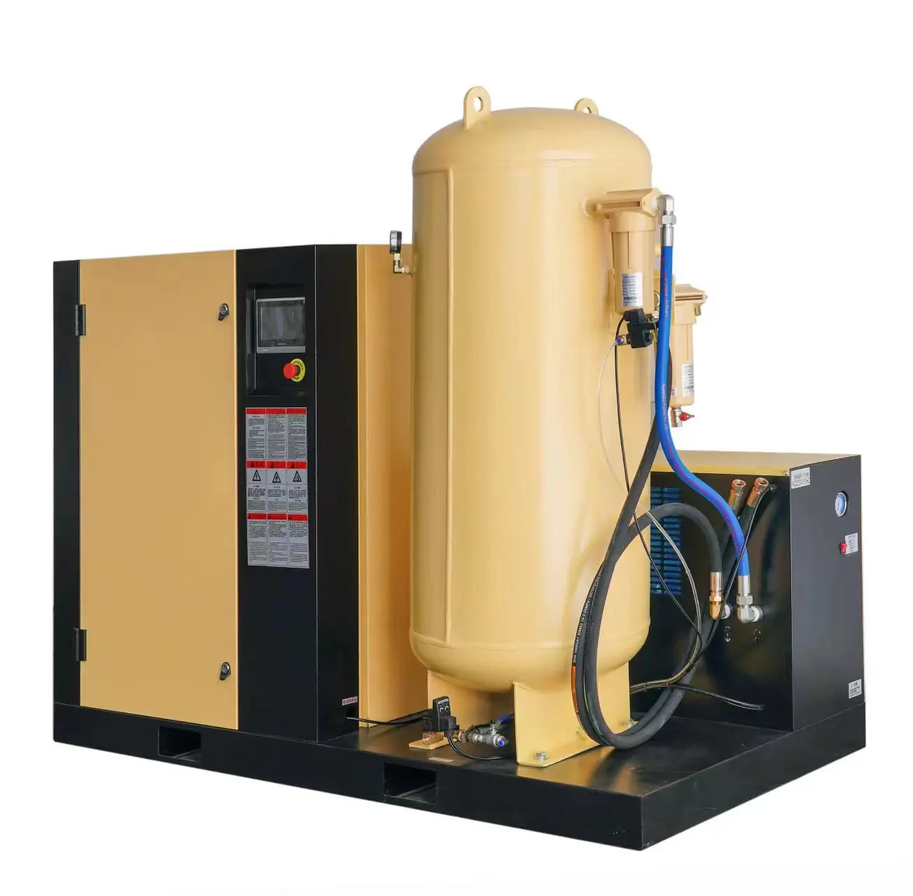 four in one high pressure screw air compressor 1.55 m pa  for fiber  cutting machine air tank dryer filter