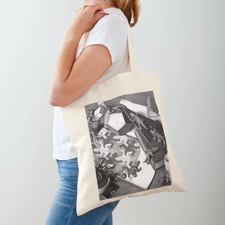 

maurits cornelis escher, m c escher paintings, m c escher artwork Tote Bag eco bag folding tote bags men