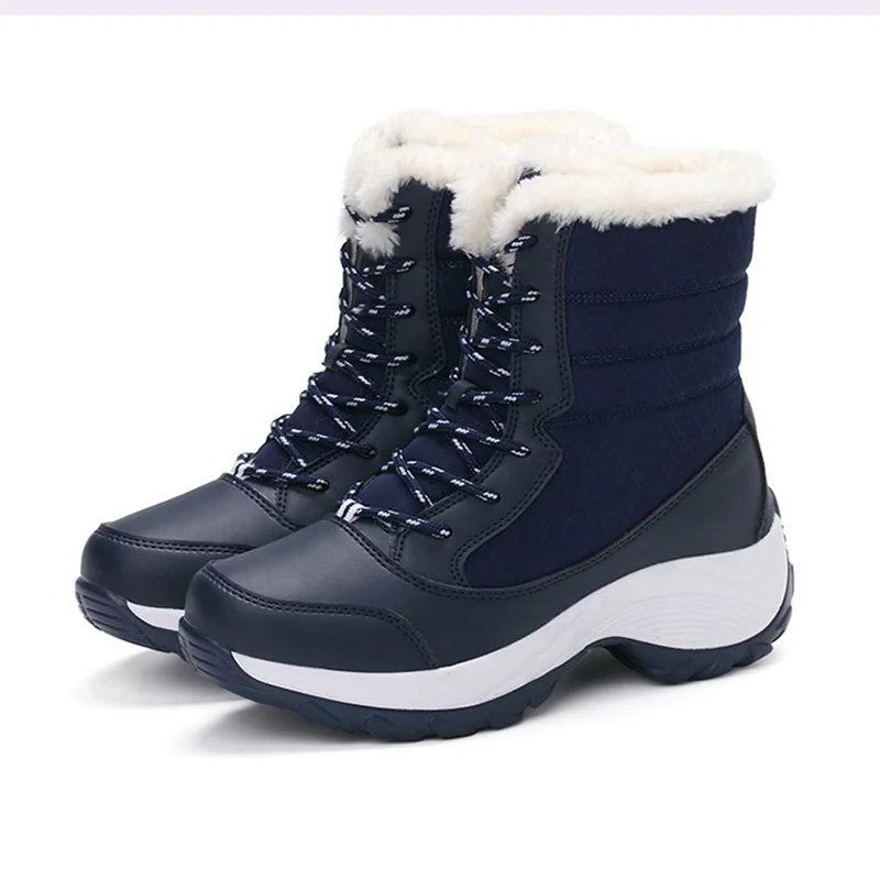 Imagen 6: Botas de nieve para Mujer, zapatos de talla grande con cordones para Mujer, botines cálidos con plataforma, nuevas Botas para Mujer, calzado de invierno para Mujer