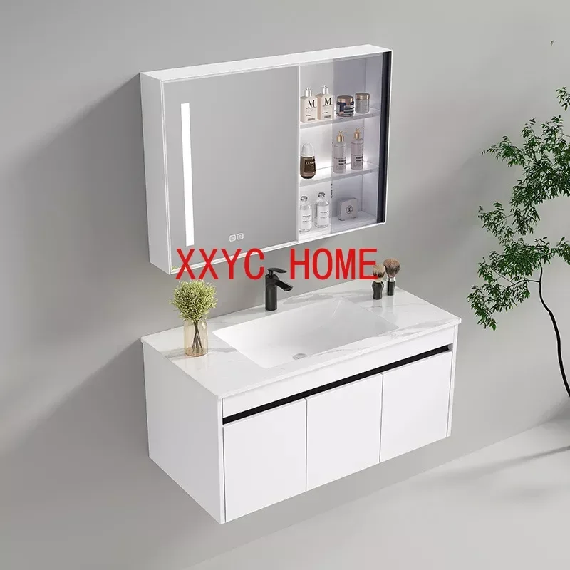 Modern Minimalist Bathroom Cabinet Ceramic Integrated Washbasin  Vanity Smart Mirror  Sink Bathroom Furniture