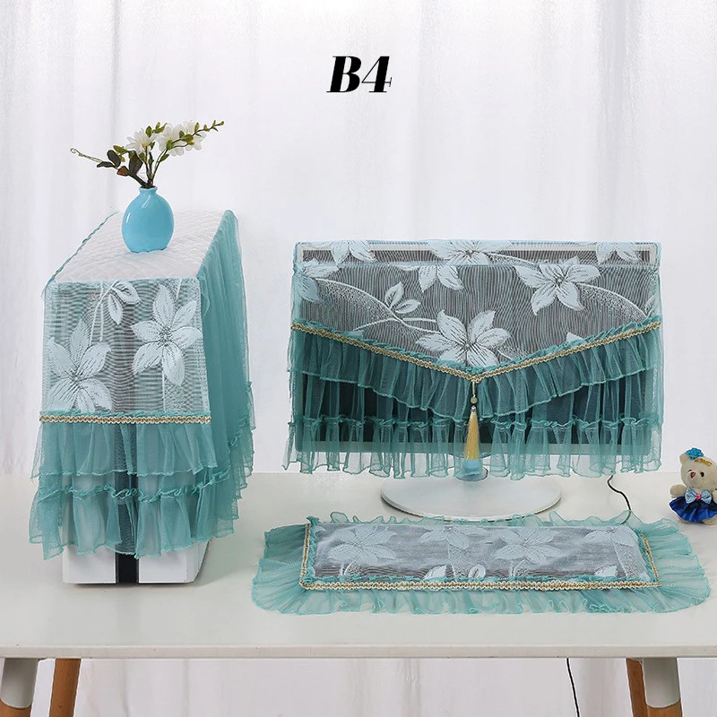 3 Pcs Lace Fabric Desktop Computer Dust Cover Computer Monitor Screen Cover PC Host Machine Dustproof LCD Monitor Dust Cover